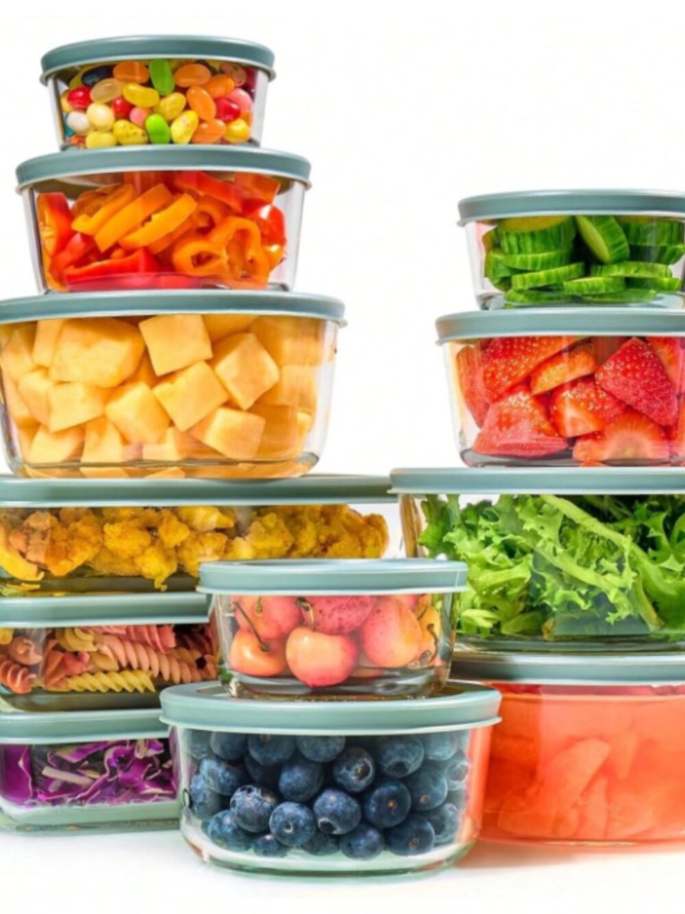 VAETTLO 24pc Set Glass Food Storage Containers & Bowls With Airtight Lids